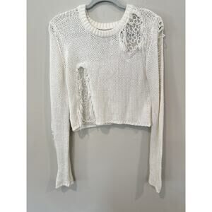 Native Rose Y2K Sweater Cropped Distressed Lace Size 8/ Medium Super Soft 2227